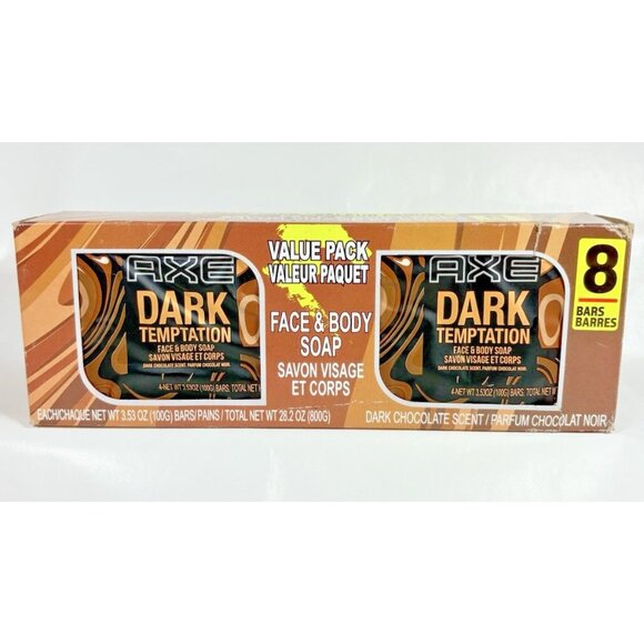 Axe Dark Temptation Dark Chocolate Sent Face Body Soap Bars Pack of 8 Indonesia - Picture 1 of 7